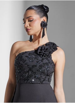 Maya One Shoulder Embellished Tiered Dress  - Image 3