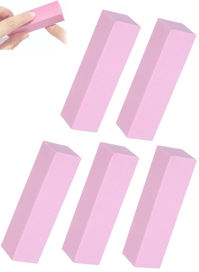 5 Pcs Professional Nail Buffer Block Nail File Sanding Block 4 Way Nail Buffering Manicure Pedicure Tools Nail Files and Buffers for Manicure Tool Kit/Set (Pink) - Image 1
