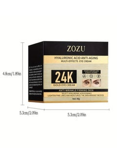 Zozu 1pc 40g Golden Hyaluronic Acid Rich Intensive Moisturizing Eye Cream - Plumps and Smooths Fine Lines, Wrinkles, and Dehydrated Skin - Hypoallergenic, Suitable for All Skin Types including Sensitive Skin  - Image 2
