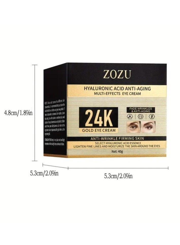 Zozu 1pc 40g Golden Hyaluronic Acid Rich Intensive Moisturizing Eye Cream - Plumps and Smooths Fine Lines, Wrinkles, and Dehydrated Skin - Hypoallergenic, Suitable for All Skin Types including Sensitive Skin - Image 2