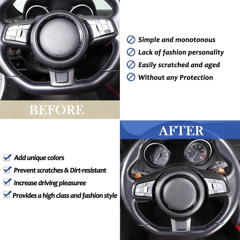 Daeiclru Carbon Fiber Steering Wheel Cover Trim for Jaguar - Image 2