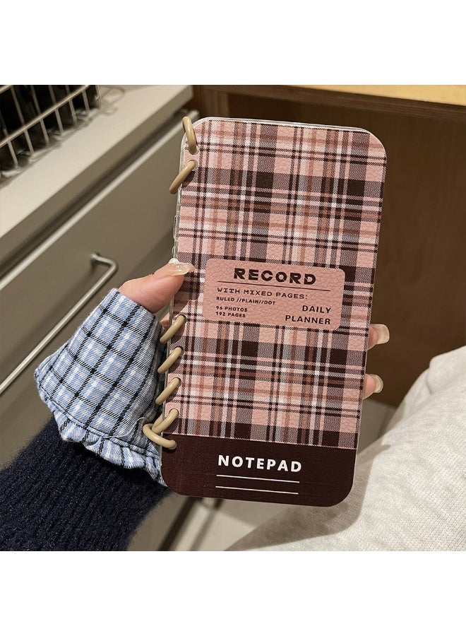 NIBEMINENT Brown Checkered Book Protective TPU Case Cover For iPhone 14 Pro Max - Image 2