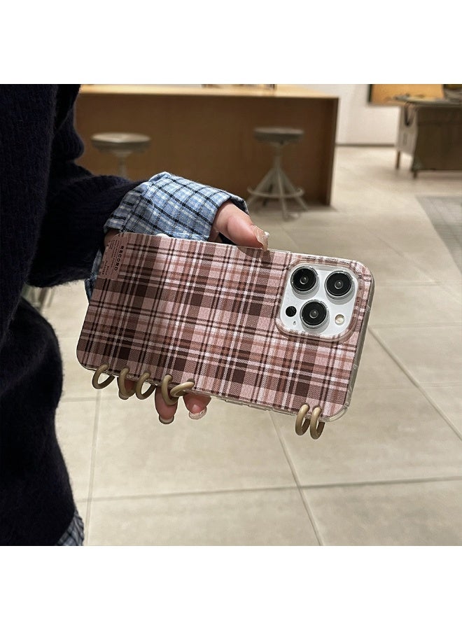 NIBEMINENT Brown Checkered Book Protective TPU Case Cover For iPhone 14 Pro Max - Image 1