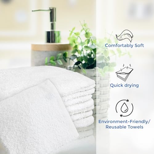 Crystal Ridge 100% Cotton Premium Wash Cloths, 12"x12", 8 Pack, Soft Feel, Absorbent Multipurpose Towels for Bathroom, Kitchen and Gym. Face & Body Washcloths, Bar Towels (8, White) - Image 5
