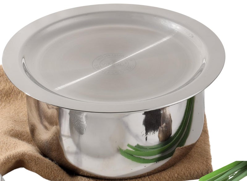 VINOD Vinod Platinum Triply Stainless Steel Tope with Stainless Steel Lid 35 litres Capacity 20 cm Diameter Silver Induction and Gas Stove Friendly 5 Years Warranty - Image 1