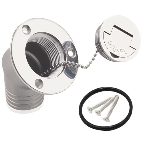 RiaYer 316 Stainless Steel Angled Diesel Deck Fill with Keyless Cap (1-1/2" | 38mm) – Marine Boat Fuel Tank Filler & Vent - Image 1