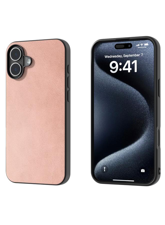 S-TOP Case For iPhone 16 Plus Black Frame Two-color Calf Texture PU Phone Case - Image 1