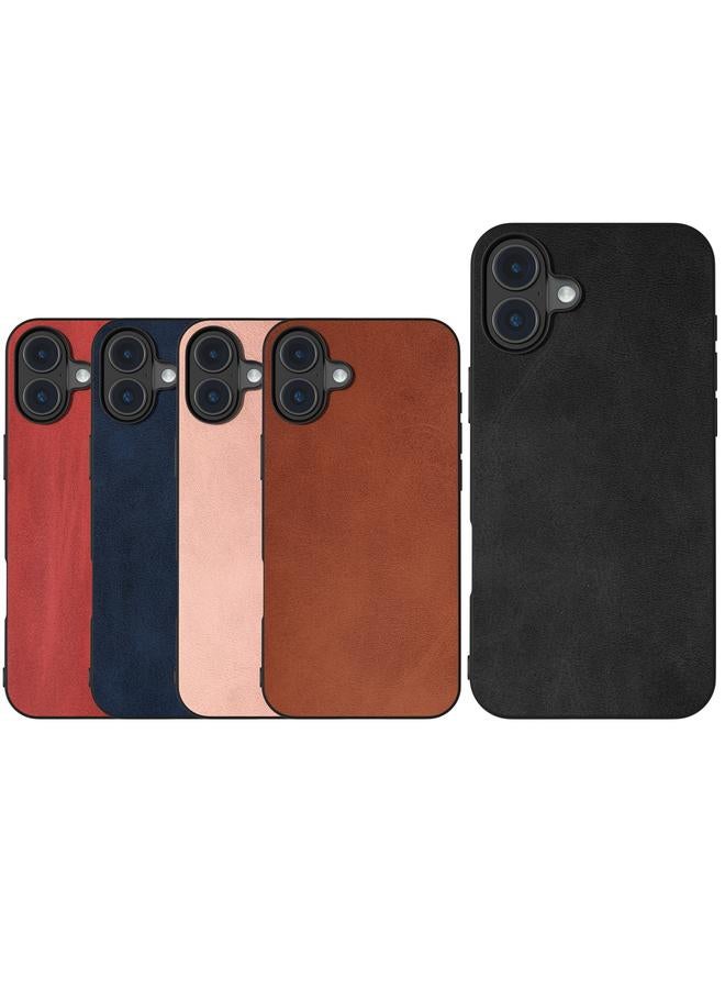 S-TOP Case For iPhone 16 Plus Black Frame Two-color Calf Texture PU Phone Case - Image 5