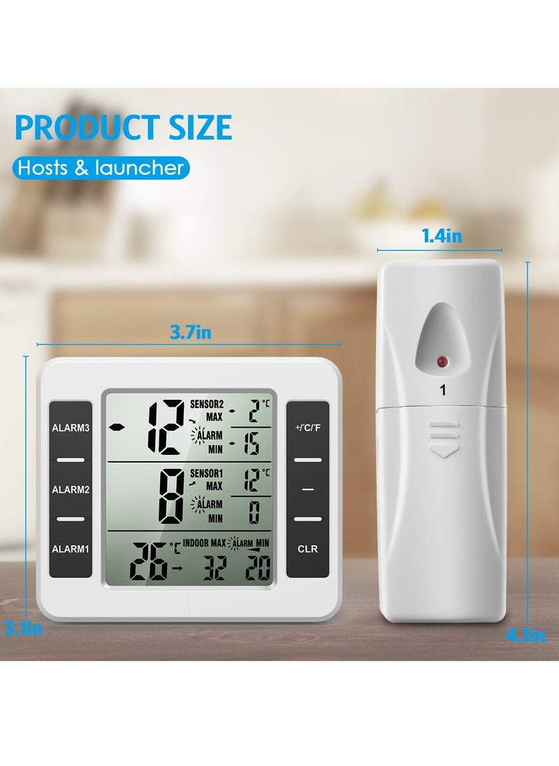 Refrigerator Thermometer, Wireless Indoor Outdoor Freezer Thermometer, Sensor Temperature Monitor with Audible Alarm Temperature Gauge for Kitchen, Freezer, Home - pzsku/ZB27FD8BDE994D84049AFZ/45/_/1704263434/47f9e444-3f4c-4379-b80f-c08d2e5c068d