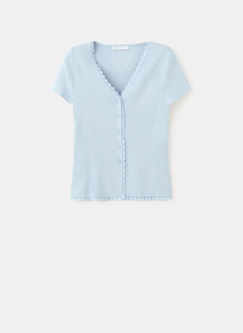 Mango 50-CELESTE Fine Knit Cardigan With Lace Details for Women | Best Price UAE