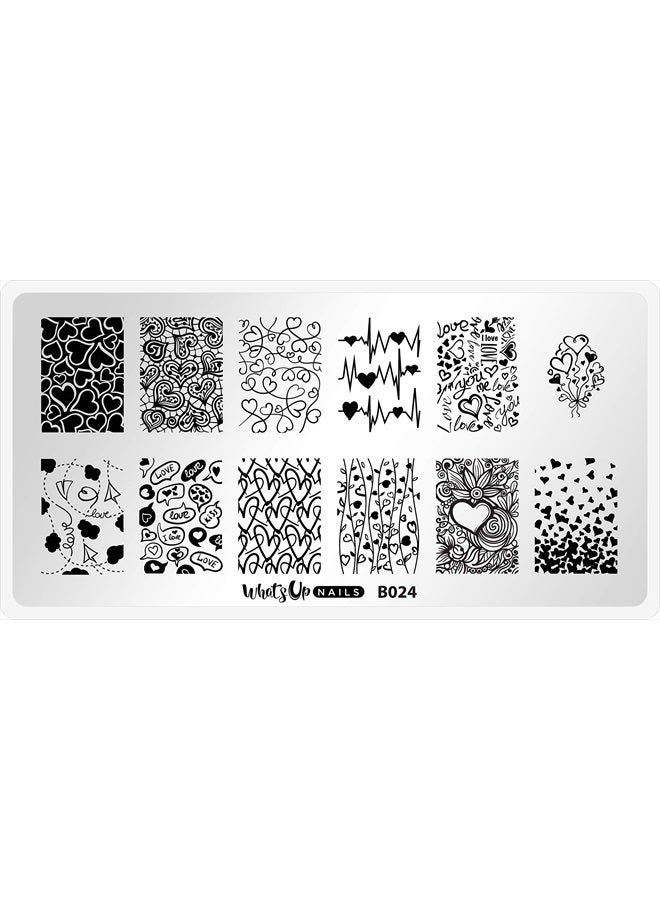 Whats Up Nails Valentine's Day Stamping Plates 2 pack (B024, B041) for Nail Art Design - Image 2