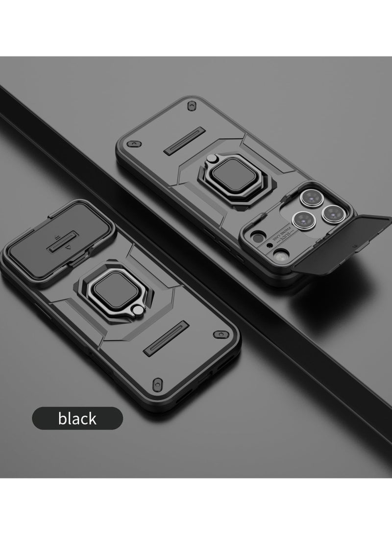 عام غطاء آيفون 17 برو ماكس مع غطاء كاميرا منزلق وحامل حلقي 【غطاء متوافق مع حامل مغناطيسي للسيارة】. - Image 3