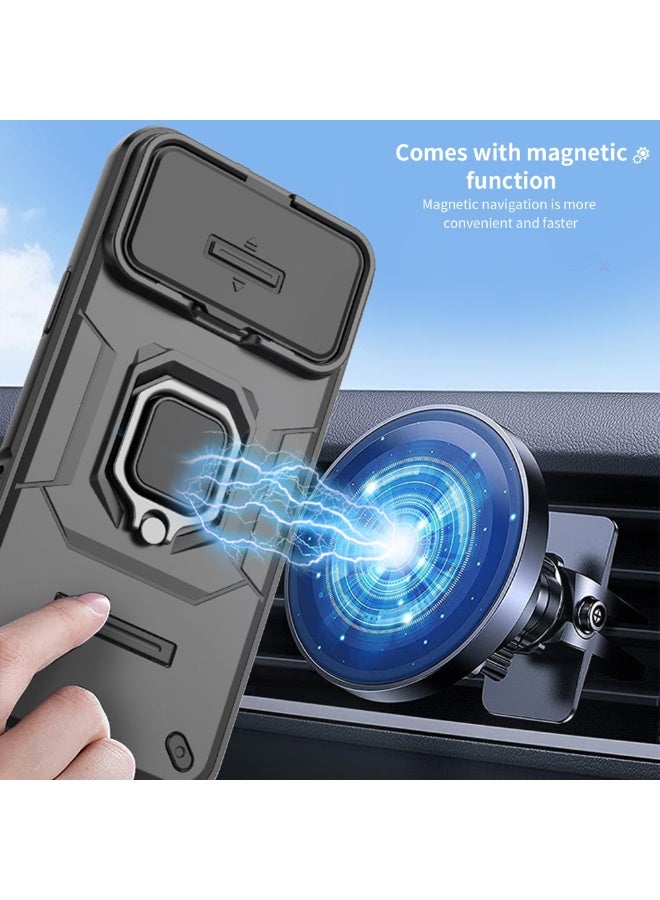 عام غطاء آيفون 17 برو ماكس مع غطاء كاميرا منزلق وحامل حلقي 【غطاء متوافق مع حامل مغناطيسي للسيارة】. - Image 5