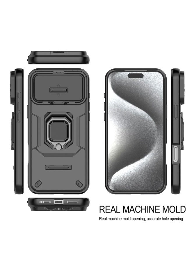 عام غطاء آيفون 17 برو ماكس مع غطاء كاميرا منزلق وحامل حلقي 【غطاء متوافق مع حامل مغناطيسي للسيارة】. - Image 4