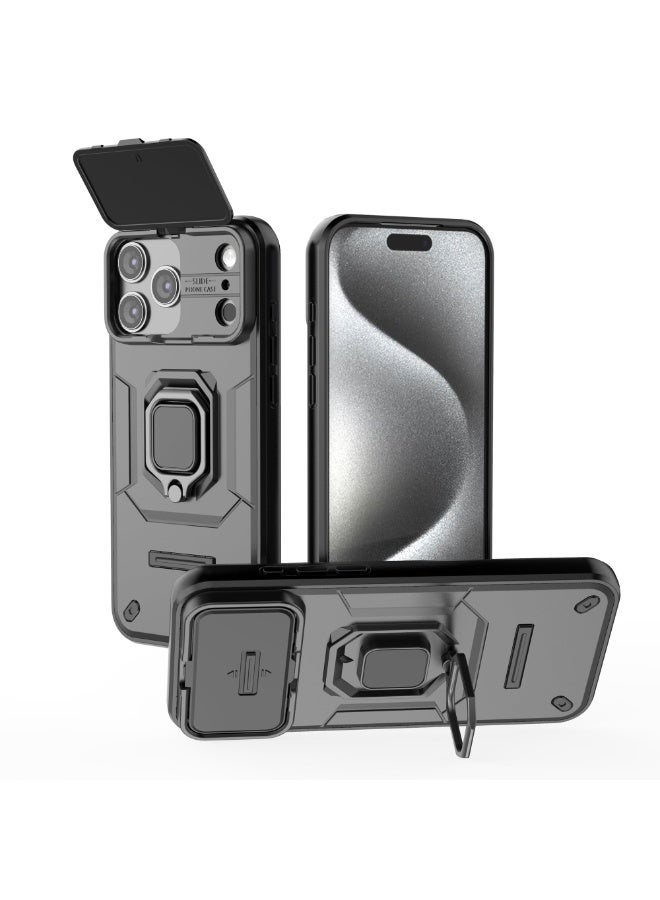 عام غطاء آيفون 17 برو ماكس مع غطاء كاميرا منزلق وحامل حلقي 【غطاء متوافق مع حامل مغناطيسي للسيارة】. - Image 1