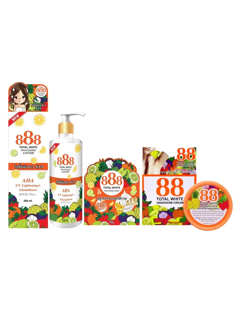 88 Total White Whitening Lotion, Underarm Whitening Cream and Total White Glutathione Whitening Soap 