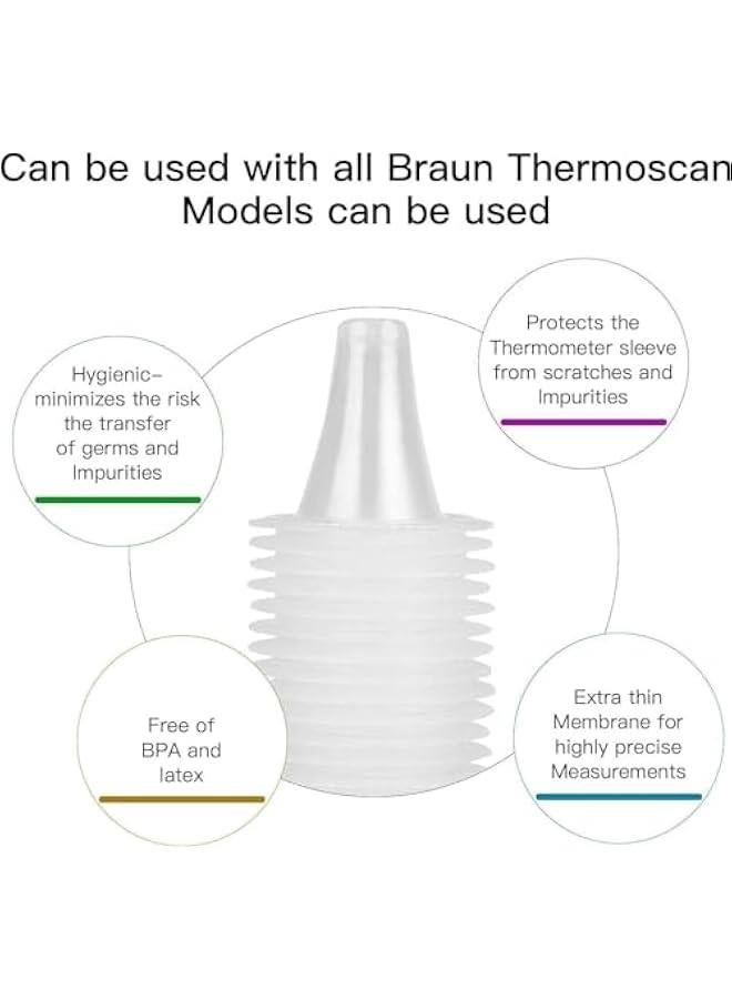 MOXO Ear Thermometer Probe Covers Thermometer Ear Thermometer Ca Refill Ca Replacement Lens Filter Protector Ear Thermometer Refill Ca for All Braun ThermoScan Covers Models 100Pcs - Image 3