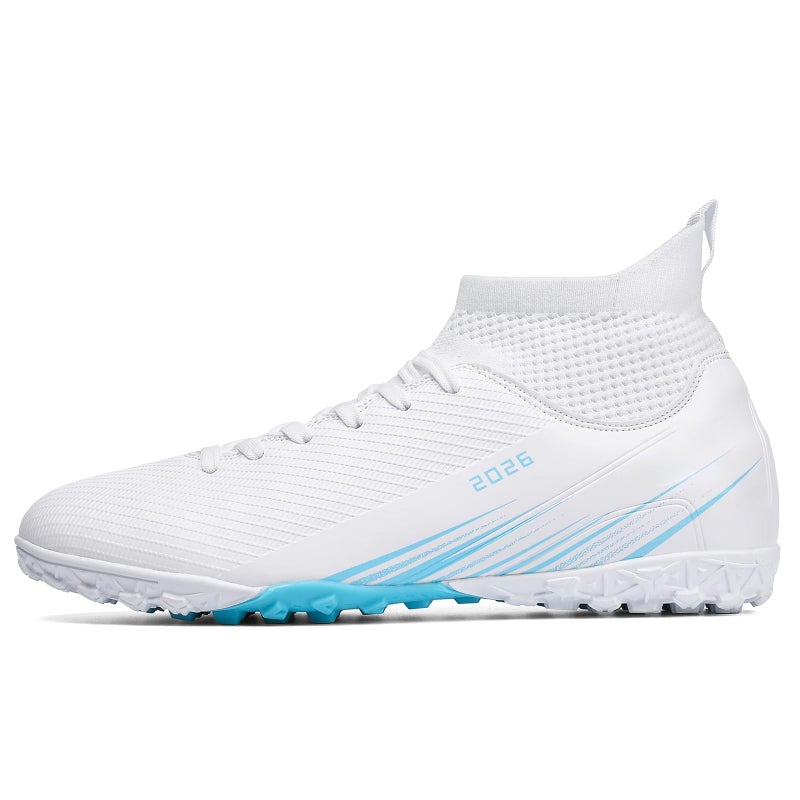 Biayvisas Soccer Cleats for Mens Womens Turf Soccer Shoes Indoor Footall Cleats High Ankle TF AG FG Football Boots Wide Training Sneaker (USW_2501 Bai TF_39) - Image 5