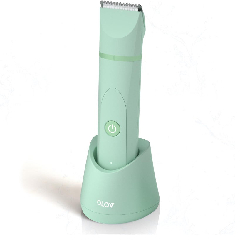 OLOV Electric Body Hair Trimmer - Groin Trimmer for Men - Bikini Trimmer Women - Wet/Dry Shaver Groomer, Replaceable Ceramic Blade Heads, USB Recharge Dock, Waterproof Hygiene Razor,Black - Image 1