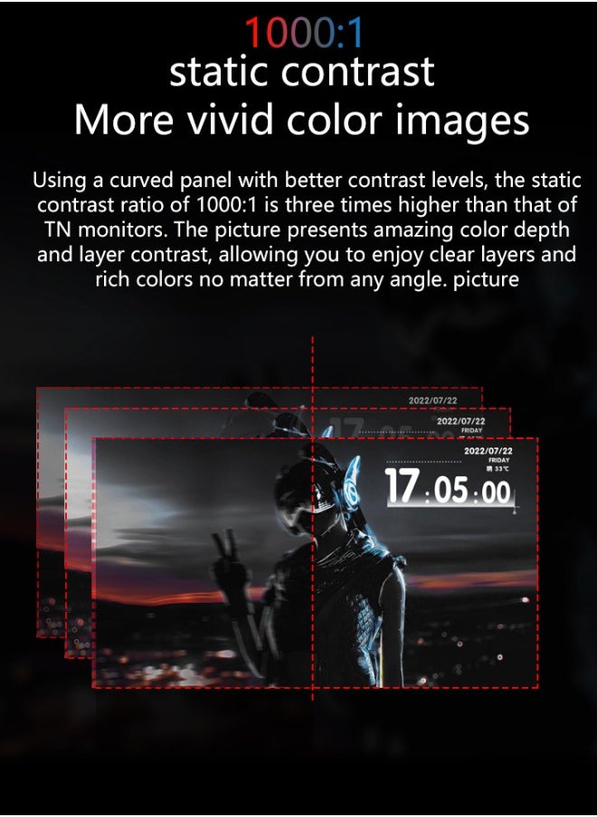 شاشة ألعاب منحنية مقاس 27 بوصة بدقة 2K QHD 2560 × 1440 ومعدل تحديث 144 هرتز ووقت استجابة 1 مللي ثانية AMD FreeSync (متوافق مع NVIDIA G-Sync)، لوحة IPS مع مكبر صوت مدمج