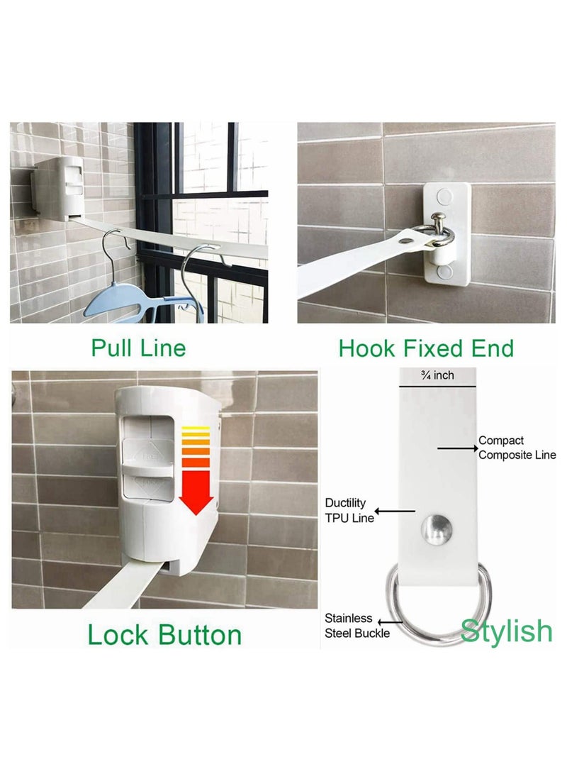 خط الملابس القابل للسحب، خط الملابس القابل للسحب في الهواء الطلق أو في الداخل، حبل تجفيف ثقيل قابل للتعديل، حزام موسع، حالة تثبيت ذاتية اللصق مع 29 ثقب تعليق مقاوم للرياح باللون الأسود - Image 2