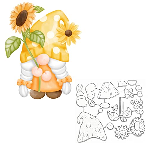 hinana 2Pcs Sunflower Gnome Frame Metal Die Cuts,Cute Flower Leaf Gnome Santa Cutting Dies Cut Stencils for DIY Scrapbooking Photo Decorative Embossing Paper Dies for Scrapbooking Card Making - Image 1
