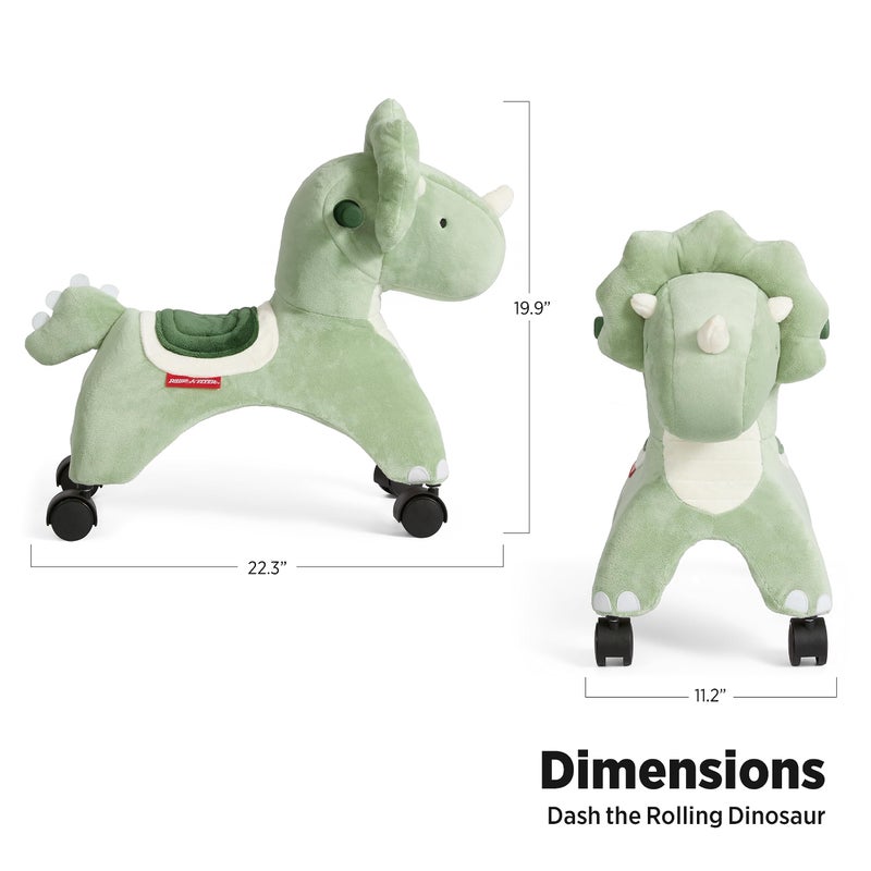 Radio Flyer Dash the Rolling Dinosaur Ride On, Ages 1-3, EZ-Glide 360-degree Wheels, Easy Grip Handles, Soft Plush Face, Ideal for Active and Imaginative Play, Toddler Ride On Toys - Image 3