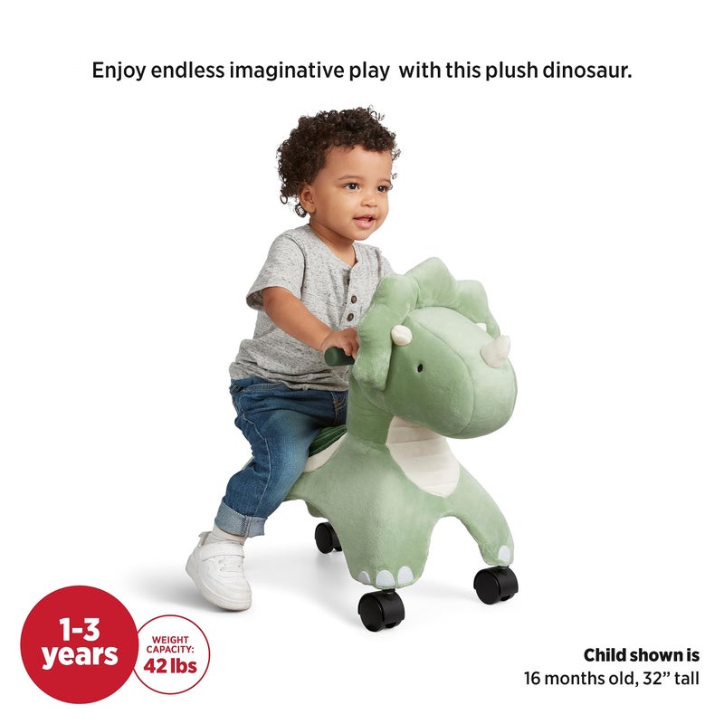 Radio Flyer Dash the Rolling Dinosaur Ride On, Ages 1-3, EZ-Glide 360-degree Wheels, Easy Grip Handles, Soft Plush Face, Ideal for Active and Imaginative Play, Toddler Ride On Toys - Image 4