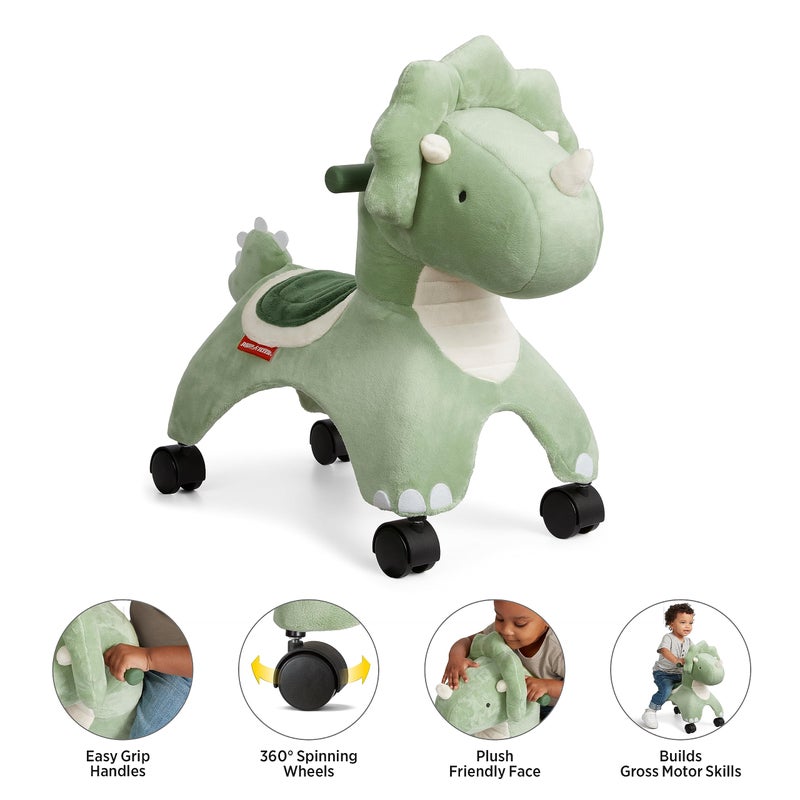 Radio Flyer Dash the Rolling Dinosaur Ride On, Ages 1-3, EZ-Glide 360-degree Wheels, Easy Grip Handles, Soft Plush Face, Ideal for Active and Imaginative Play, Toddler Ride On Toys - Image 2