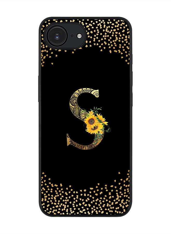 Stylizedd For Apple iPhone 16e Case,Slim fit Camera Protection, Shockproof Thin Phone cover  - Custom Floral Monogram - S ( Black ) - Image 1