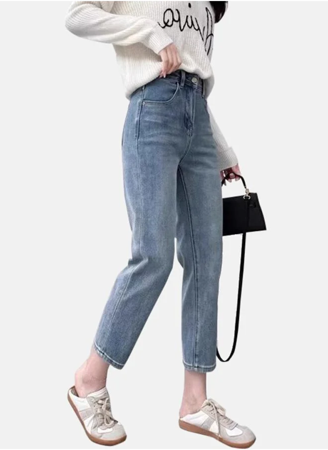 YUNIQEE Blue Straight Fit High-Rise Light Fade Jeans