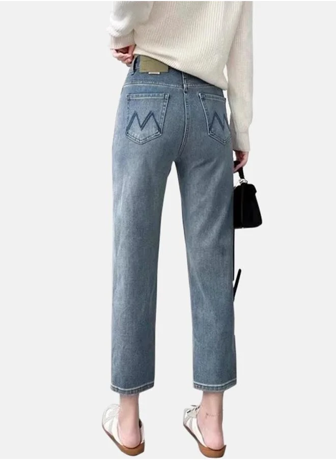 YUNIQEE Blue Straight Fit High-Rise Light Fade Jeans