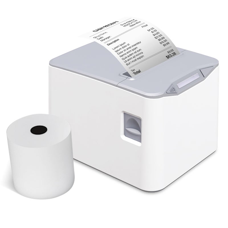 Thermal Receipt Printer 80mm Desktop Direct Thermal Printing USB+LAN Connection High Speed with Auto Cutter Large Paper Bin Support ESC/POS for Shipping Business Restaurant Kitchen - Image 1