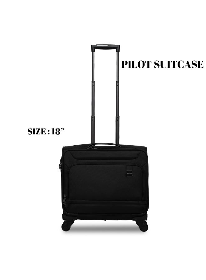 PRESIDENT Premium Pilot Bag Water Resistant 4 Smooth Wheeled Rolling Laptop Case with Safe Zippers for Unisex, 9596 -Black - Image 2