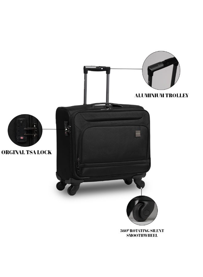 PRESIDENT Premium Pilot Bag Water Resistant 4 Smooth Wheeled Rolling Laptop Case with Safe Zippers for Unisex, 9596 -Black - Image 5