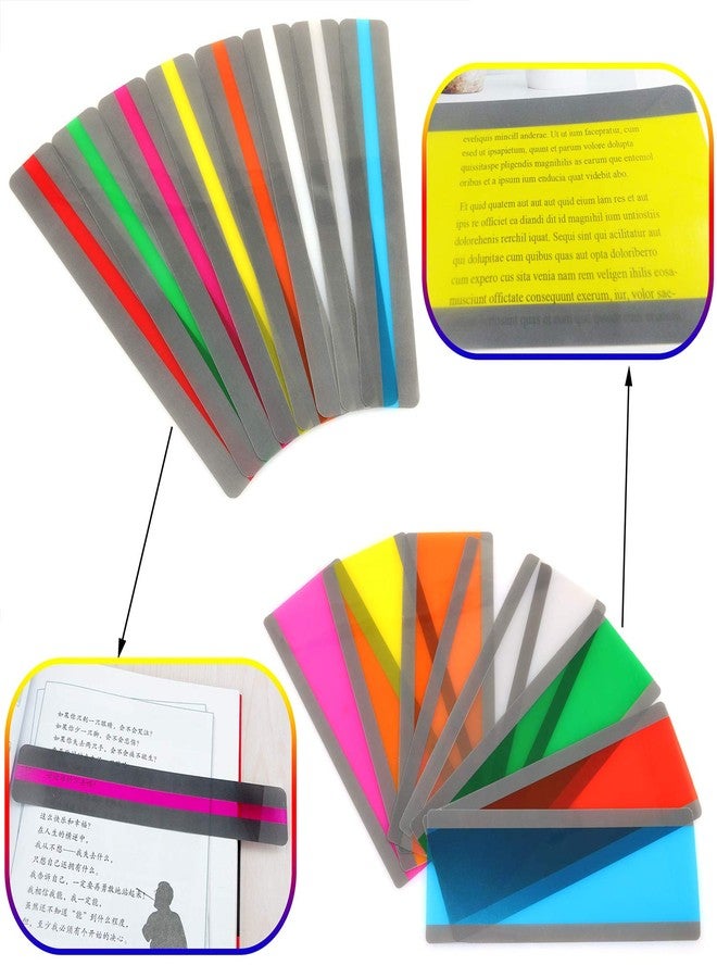 Lind Kitchen 16pcs Multi-Colored Guided Reading Strips Colored Overlays Highlighter Multipurpose Bookmark Strip for Children/Student/Teacher/Dyslexia People 8 Colors(Small + Large) - Image 1