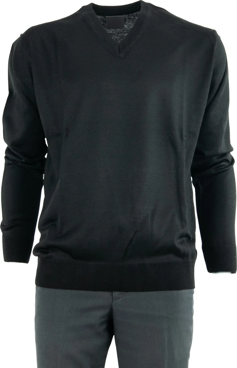 اوبلاند Men's Dad Sweater V-Neck Fine Wool Woven