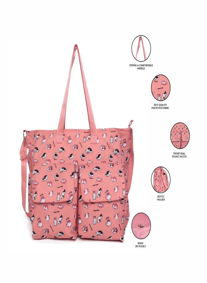 ASTRID Peach Multicompartment Diaper Bag With Mumma Pad For Women (Peach) - Image 2