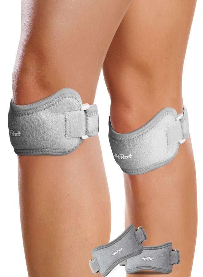 HiRui 2 Pack Patella Tendon Knee Straps - Knee Pain Relief & Patella Stabilizer Brace Support for Jumpers Knee, Running, Hiking, Basketball, Tennis, Soccer, MTB, Squats, Tendonitis, Arthritis (Gray) - Image 1