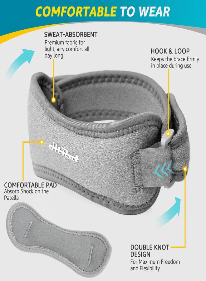HiRui 2 Pack Patella Tendon Knee Straps - Knee Pain Relief & Patella Stabilizer Brace Support for Jumpers Knee, Running, Hiking, Basketball, Tennis, Soccer, MTB, Squats, Tendonitis, Arthritis (Gray) - Image 5