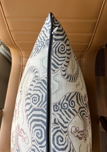 YugTex Distressed Kilim Style Print Throw Pillow Cover - 20x20 Inch Cotton Blend - Tibetan Tiger - Image 5