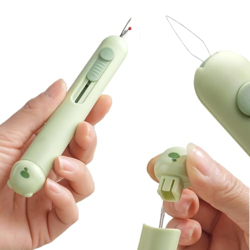 Hodaqe 3 in 1 Needle Threader Tool Set with 2 Needle, Sewing Needle Threader, DIY Needle Threader Hand Machine Sewing Tool with Seam Ripper for Sewing Crafting,Needle Thread Inserter (Green, 1pcs) (Green) - Image 1