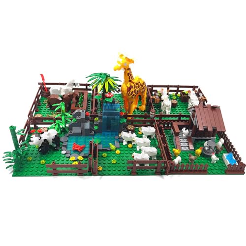 TNDCKP Farm Animals Zoo Building Block Set A Farm Animal Building Toys Sheep Horse Farm Chicken Coop Panda Giraffe Cowshed Duck Pond Compatible with Lego 853792 Accessory for Ages 612 - Image 1