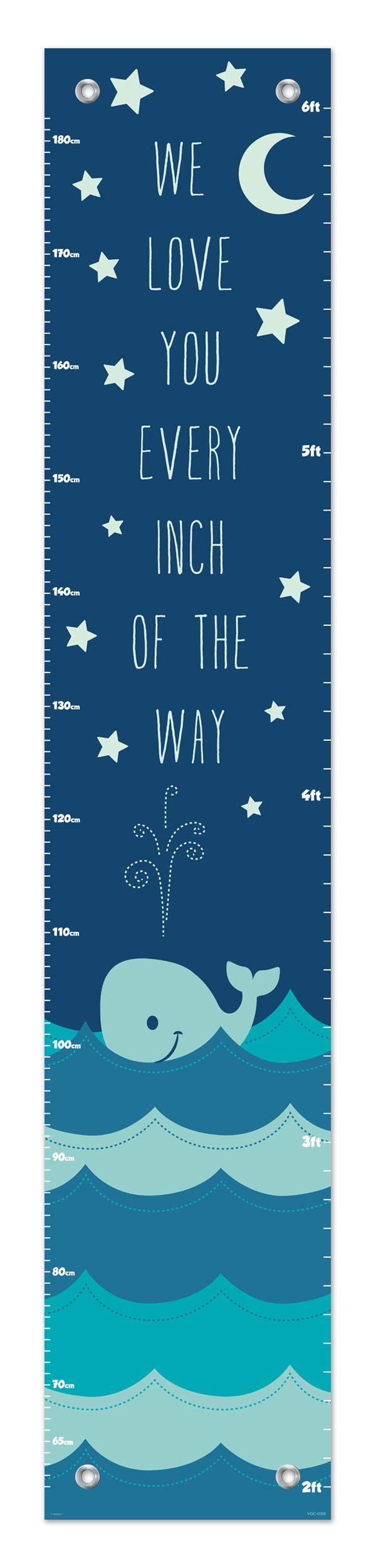 ThisWear Nautical Chart for Kids Love You Every Inch of The Way Aquatic Room Decor Whale Height Growth Chart - Image 1