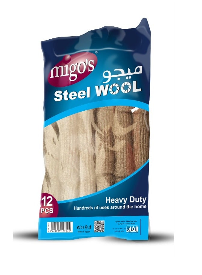 Migo'S heavy duty steel wool - 12 pcs