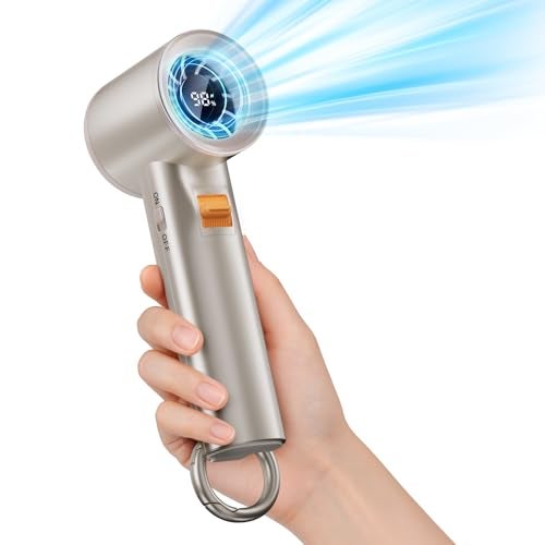 Xyphora Portable Handheld Turbo Fan for Outdoor - 5000mah Mini Handheld Personal Pocket Fan for Powerful Airflow Wind - 20Hrs,100 Speeds Adjustable - Digital Display,Gifts for Travel,Outdoor Activites,Camping - Image 1