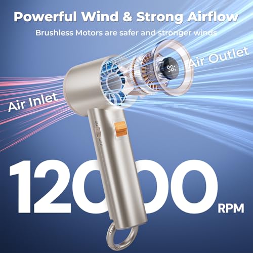 Xyphora Portable Handheld Turbo Fan for Outdoor - 5000mah Mini Handheld Personal Pocket Fan for Powerful Airflow Wind - 20Hrs,100 Speeds Adjustable - Digital Display,Gifts for Travel,Outdoor Activites,Camping - Image 3