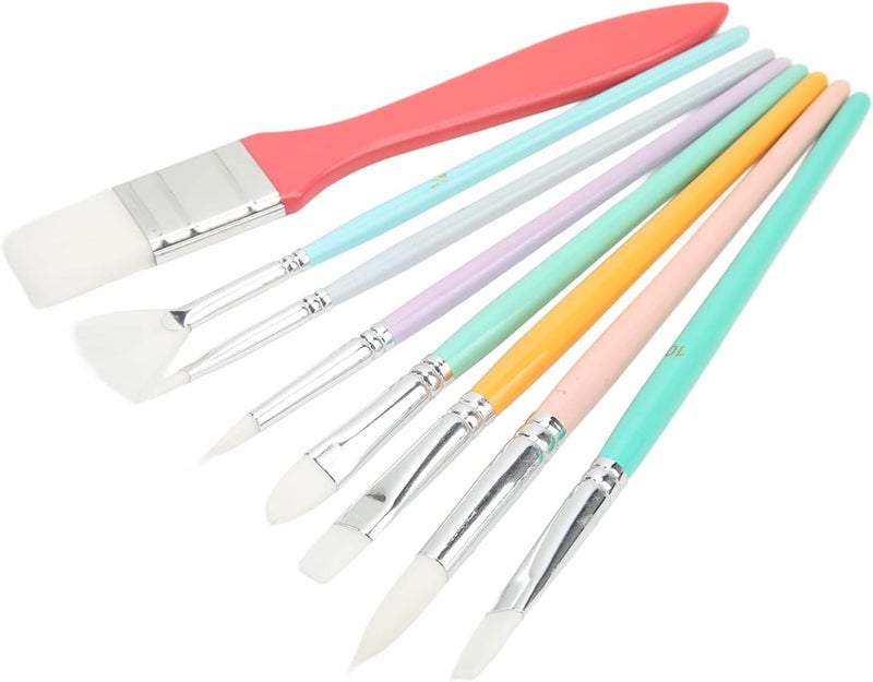 8Pcs Nylon Hair Paint Brush Set, Solid Wood Handle Artist Painting Brushes for Watercolor Gouache Acrylic - Flexible, Durable Design, Suitable for Beginners and - Image 3