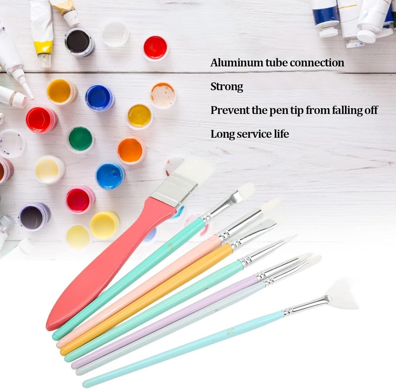 8Pcs Nylon Hair Paint Brush Set, Solid Wood Handle Artist Painting Brushes for Watercolor Gouache Acrylic - Flexible, Durable Design, Suitable for Beginners and - Image 2