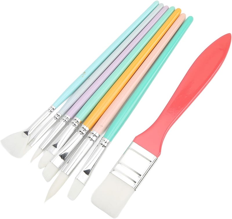 8Pcs Nylon Hair Paint Brush Set, Solid Wood Handle Artist Painting Brushes for Watercolor Gouache Acrylic - Flexible, Durable Design, Suitable for Beginners and - Image 5